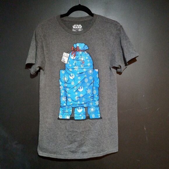 Star Wars R2D2 Gift Wrapped Christmas Tee T-Shirt - Picture 1 of 4